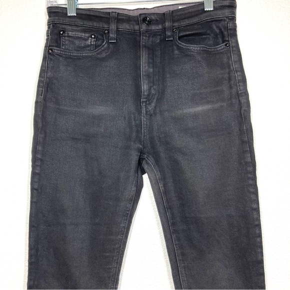 Rag & Bone Women's Nina High Rise Coated Black Ankle Skinny Jeans 28 Cotton - Picture 3 of 15